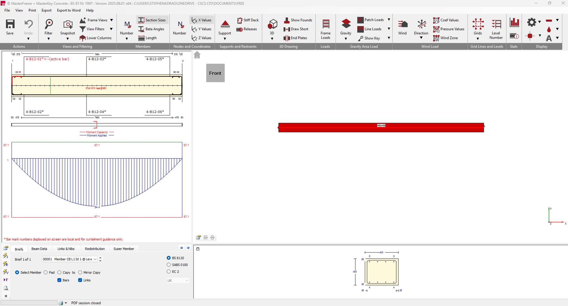 Integrated RC Beam Design (EN1992) | MasterSeries Help