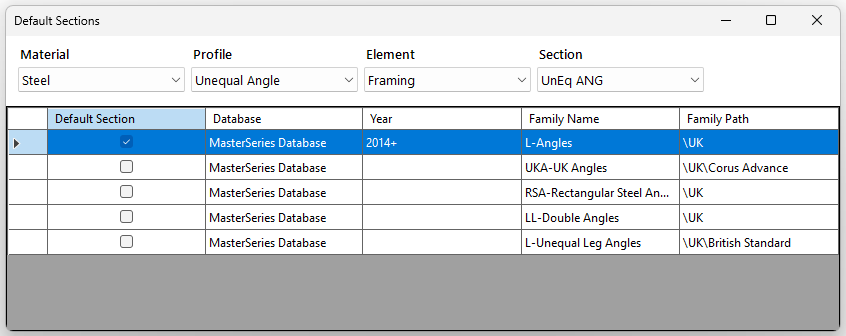 Default Sections | MasterSeries Help
