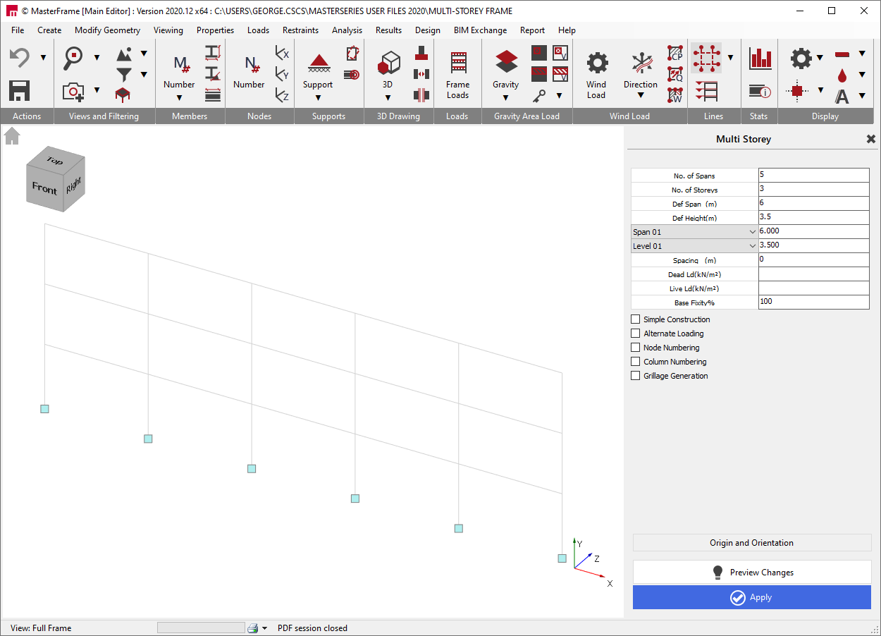 Multi-Storey Frame | MasterSeries Help