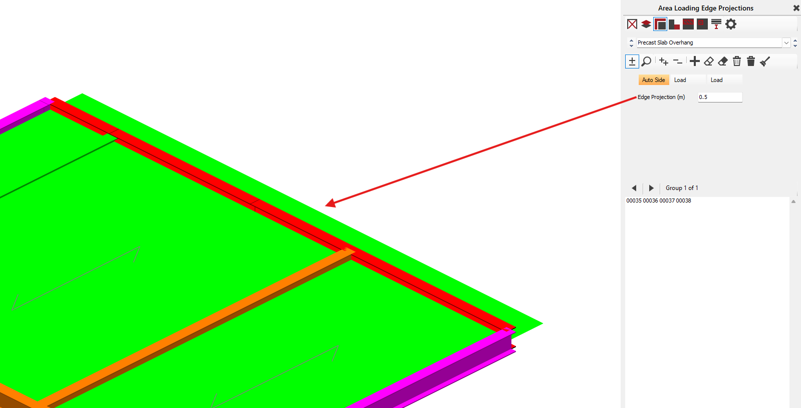 Edge Projection on Panels Area Loading | MasterSeries Help