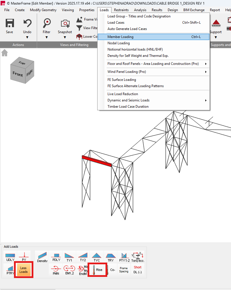 Applying Temperature Loading in MasterFrame | MasterSeries Help