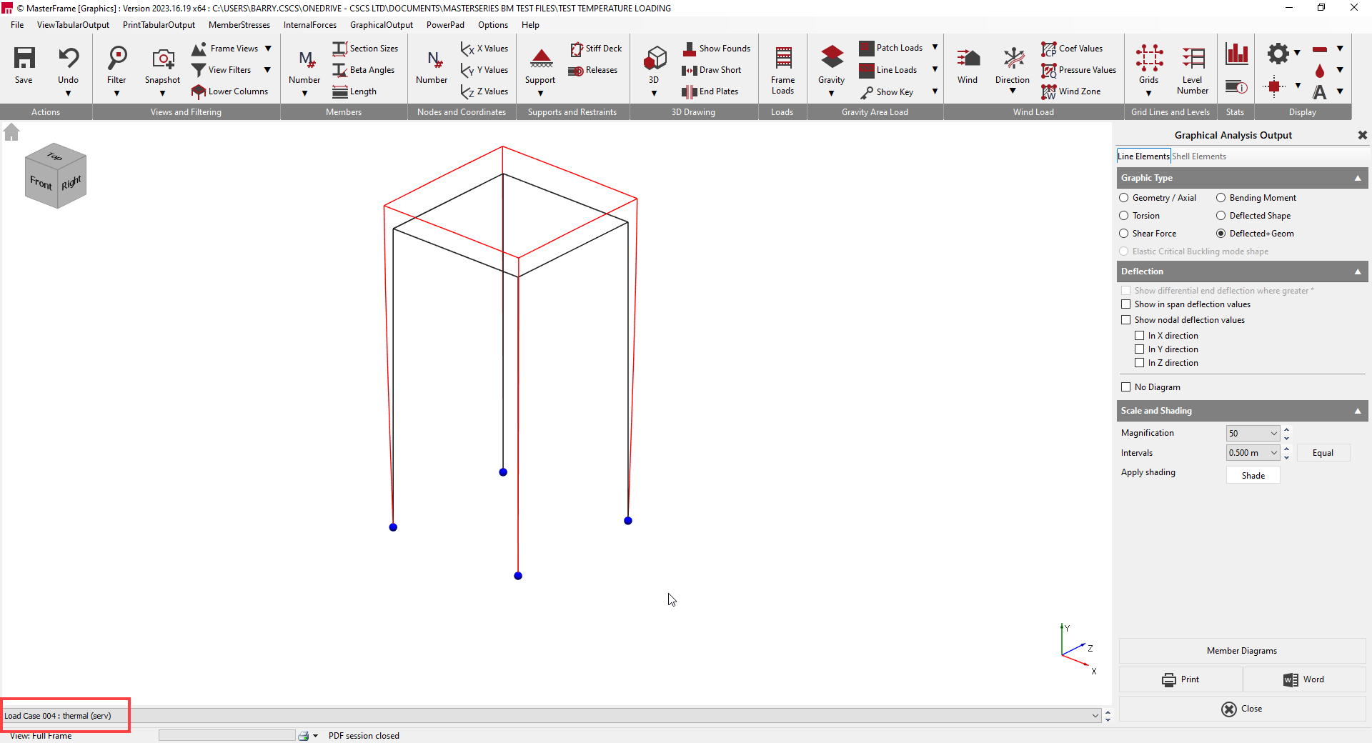 Applying Temperature Loading in MasterFrame | MasterSeries Help